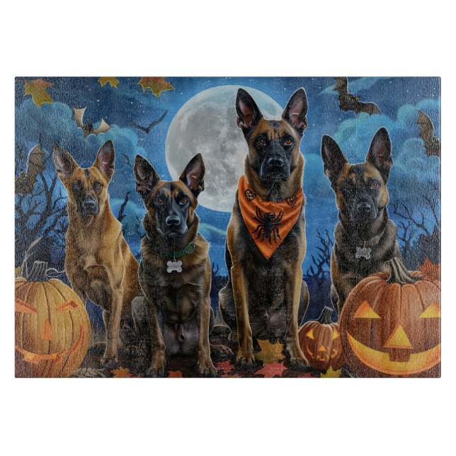 Belgian Malinoi Halloween Spooky Cutting Board (Front)