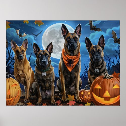 Belgian Malinoi Halloween Spooky Poster