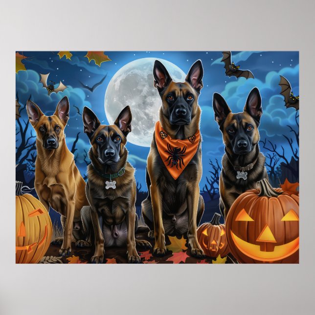 Belgian Malinoi Halloween Spooky Poster (Front)