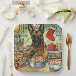 Belgian Malinoi Holiday Baking: Festive Christmas Paper Plates