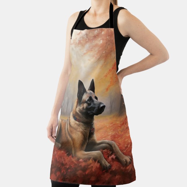 Belgian Malinoi in Autumn Leaves Fall Inspire  Apron (Insitu)