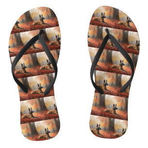 Belgian Malinoi in Autumn Leaves Fall Inspire Flip Flops