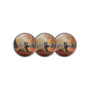 Belgian Malinoi in Autumn Leaves Fall Inspire Golf Ball Marker