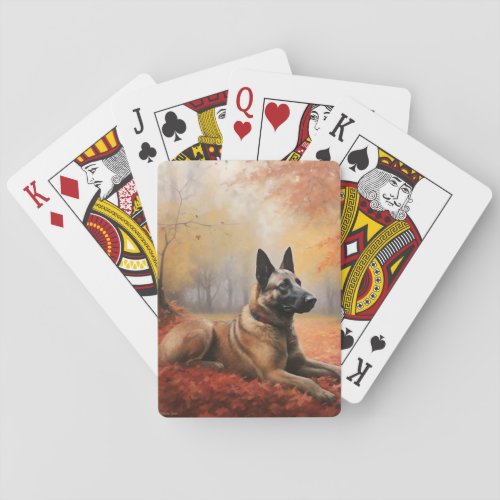 Belgian Malinoi in Autumn Leaves Fall Inspire  Poker Cards