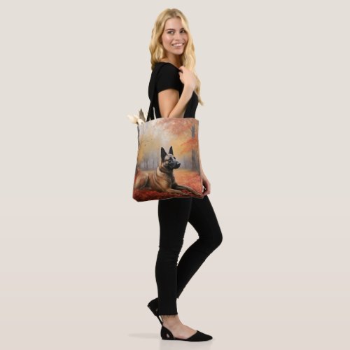 Belgian Malinoi in Autumn Leaves Fall Inspire  Tote Bag