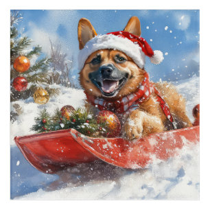 Belgian Malinoi in Sledge Let it Snow Christmas Acrylic Print