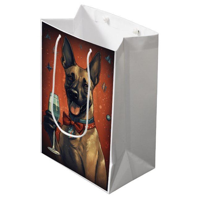 Belgian Malinoi New Year  Medium Gift Bag (Front Angled)