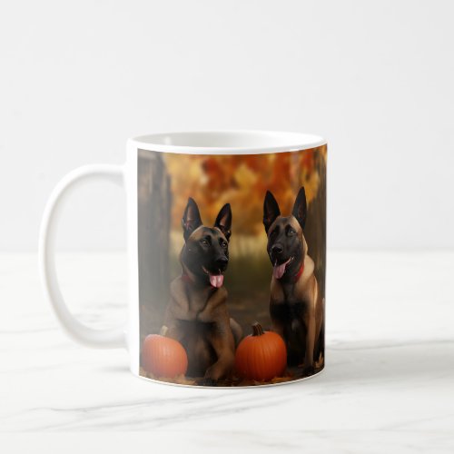 Belgian Malinoi Puppy Autumn Delight Pumpkin  Coffee Mug