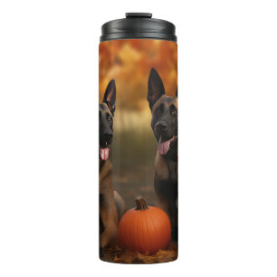 Belgian Malinoi Puppy Autumn Delight Pumpkin Thermal Tumbler