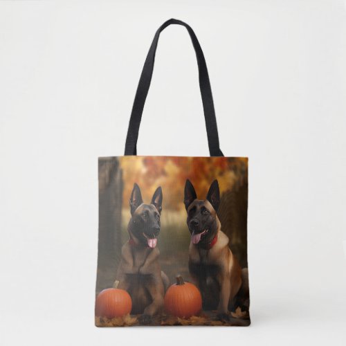 Belgian Malinoi Puppy Autumn Delight Pumpkin  Tote Bag