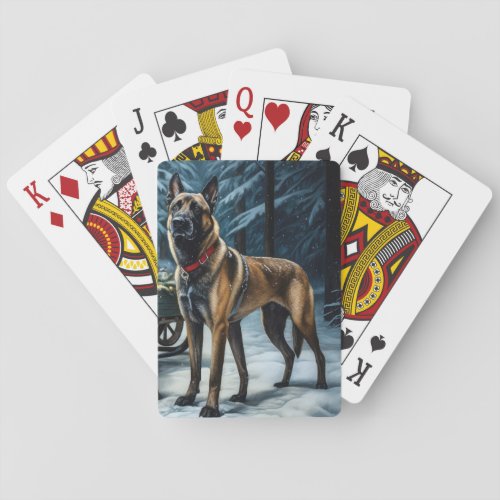 Belgian Malinoi Snowy Sleigh Christmas Decor Poker Cards