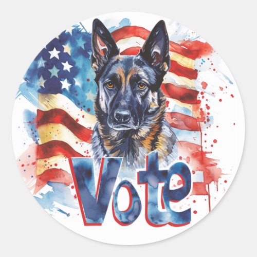 Belgian Malinoi US Elections Vote for a Change Classic Round Sticker