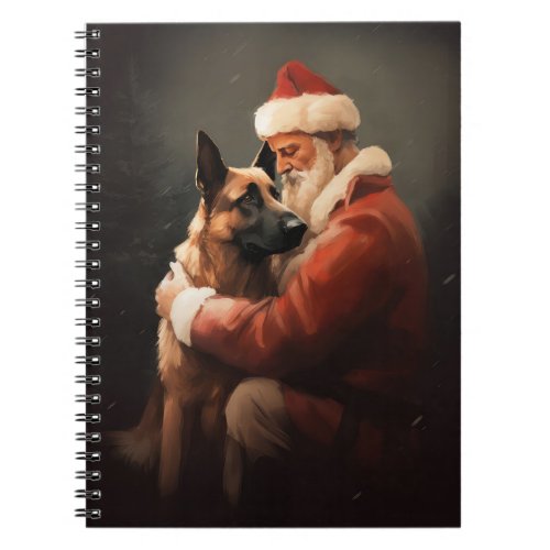 Belgian Malinoi With Santa Claus Festive Christmas Notebook