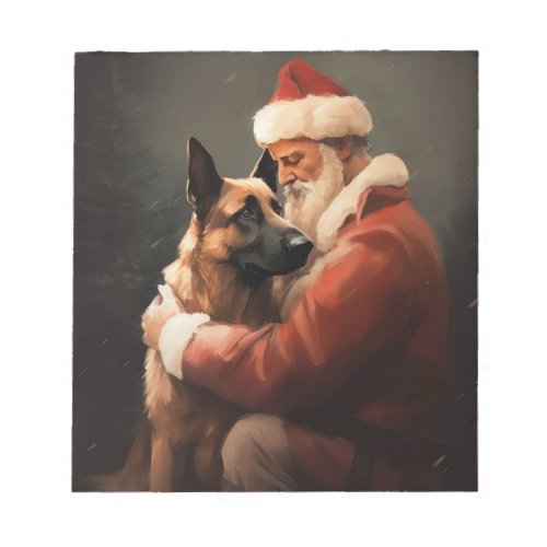 Belgian Malinoi With Santa Claus Festive Christmas Notepad