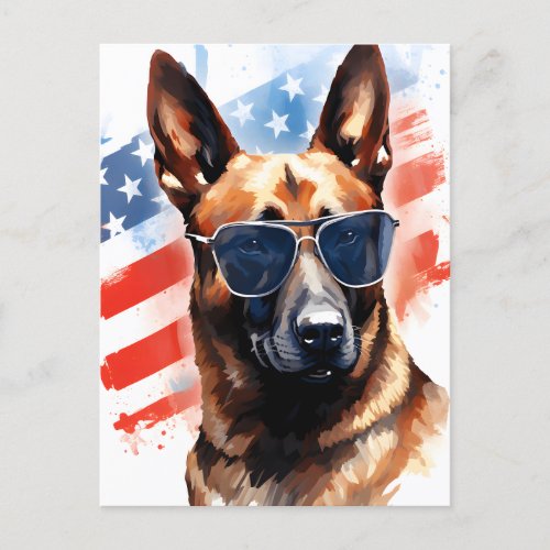 Belgian Malinois 4th of July Independence day Postcard