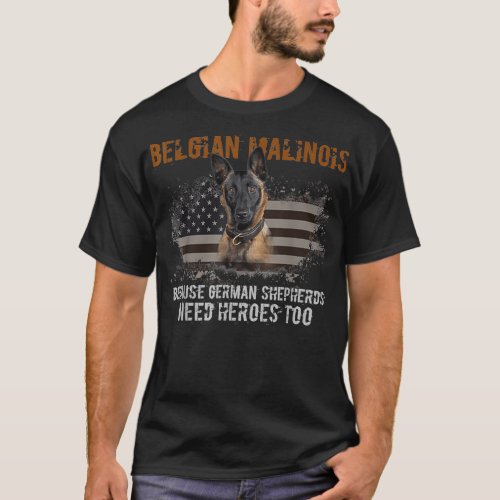 Belgian Malinois American Flag Dog T_Shirt