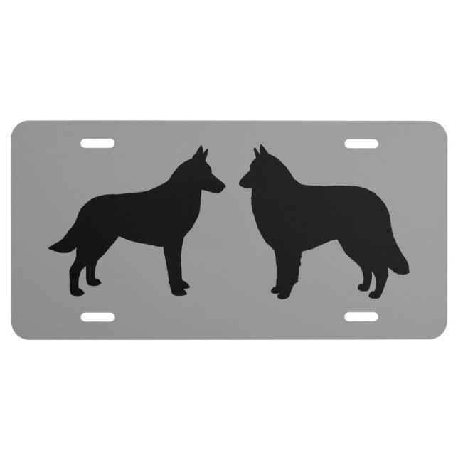 Belgian Malinois and Belgian Tervuren Silhouettes License Plate (Front)