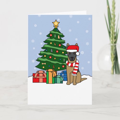 Belgian Malinois and Christmas Tree Holiday Card