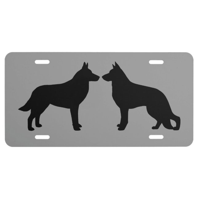 Belgian Malinois and German Shepherd Silhouettes License Plate (Front)
