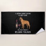 Belgian Malinois and wine Funny dog  Beach Towel<br><div class="desc">Belgian Malinois and wine Funny dog</div>