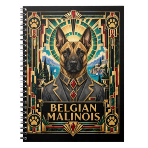Belgian Malinois, Art Deco Dog Notebook