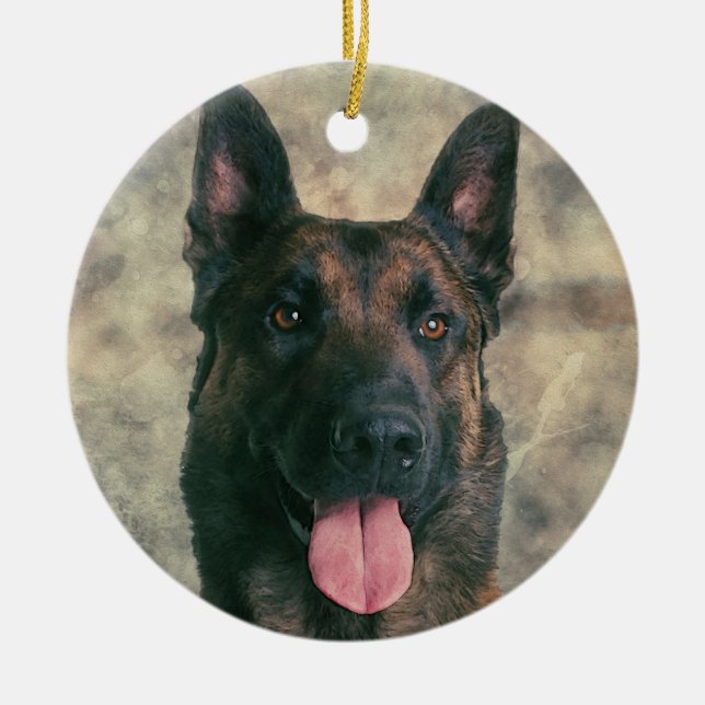 Belgian Malinois - Belgian shepherd -Maligator Ceramic Ornament (Front)