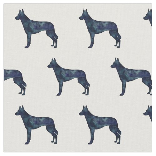 Belgian Malinois Black Watercolor Silhouette Fabric