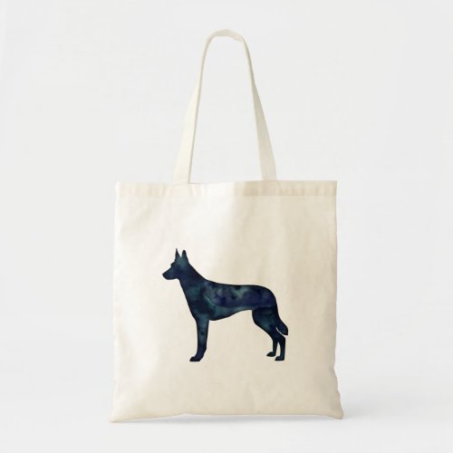 Belgian Malinois Black Watercolor Silhouette Tote Bag