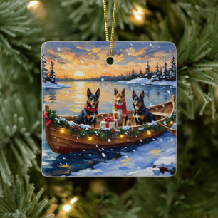 Belgian Malinois Christmas Boat Holiday Ceramic Ornament