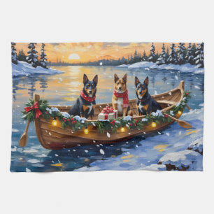 Belgian Malinois Christmas Boat Holiday Kitchen Towel