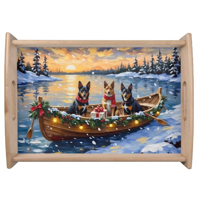 Belgian Malinois Christmas Boat Holiday Serving Tray (Front)