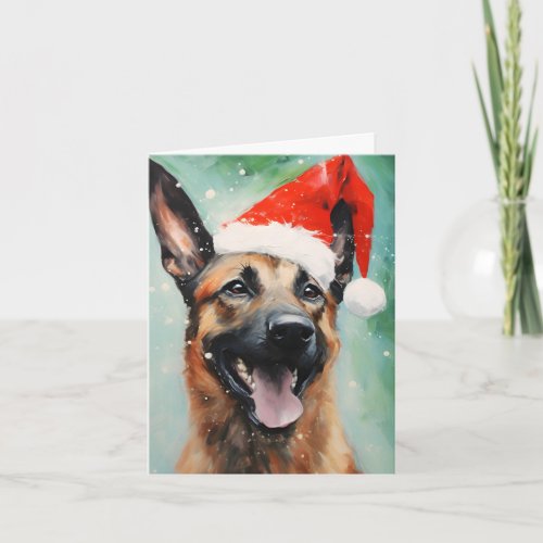 Belgian Malinois Christmas brush painting artwork Card