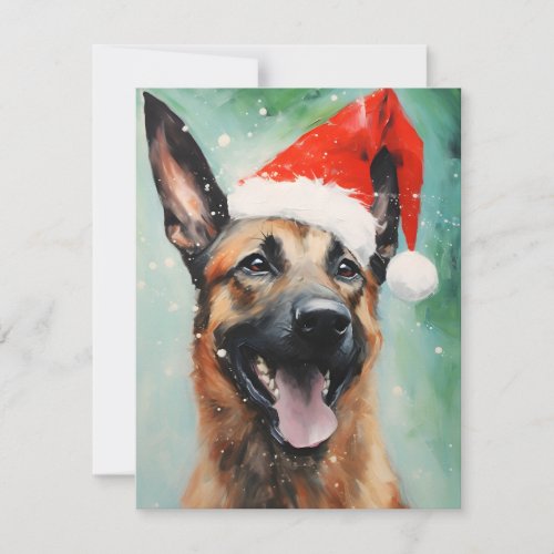 Belgian Malinois Christmas brush painting artwork Holiday Card