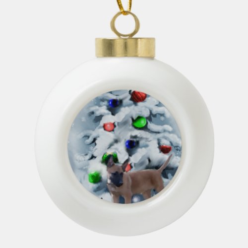 Belgian Malinois Christmas Ceramic Ball Christmas Ornament