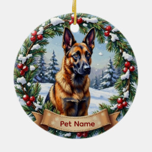 Belgian Malinois Christmas Ceramic Ornament