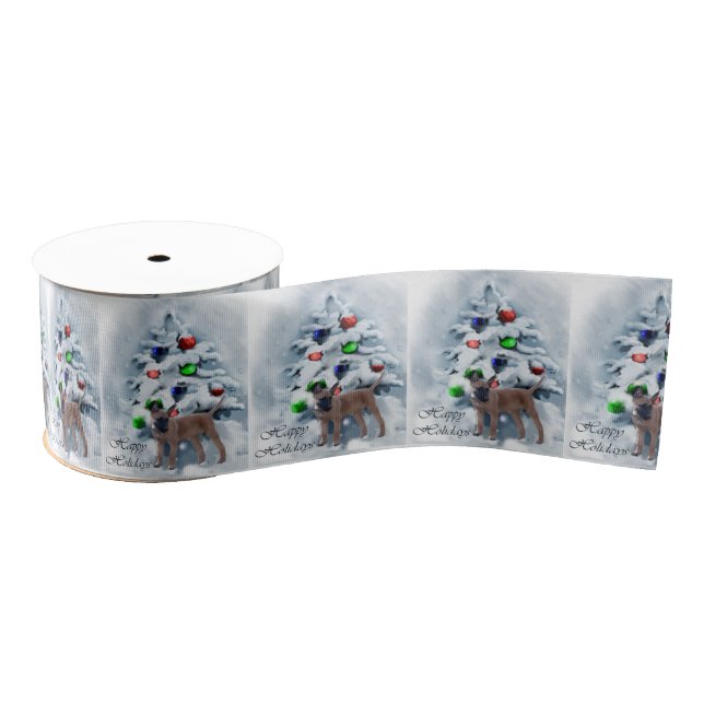 Belgian Malinois Christmas Holiday Grosgrain Ribbon (Spool)