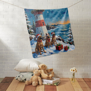 Belgian Malinois Christmas Lighthouse Holiday Baby Blanket