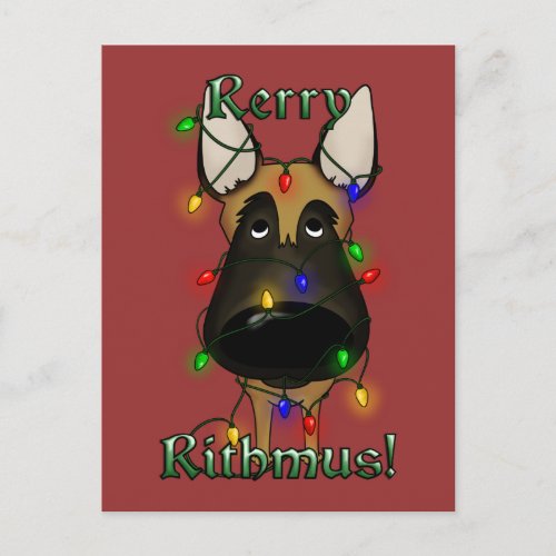 Belgian Malinois Christmas Lights Holiday Postcard