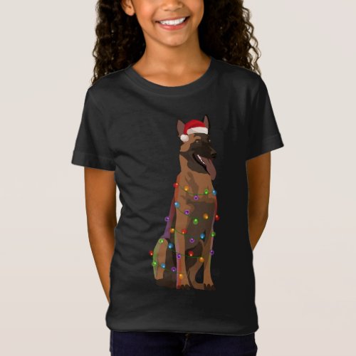 Belgian Malinois Christmas Lights Xmas Dog Lover T_Shirt