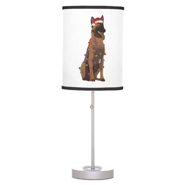 Belgian Malinois Christmas Lights Xmas Dog Lover Table Lamp (Front)