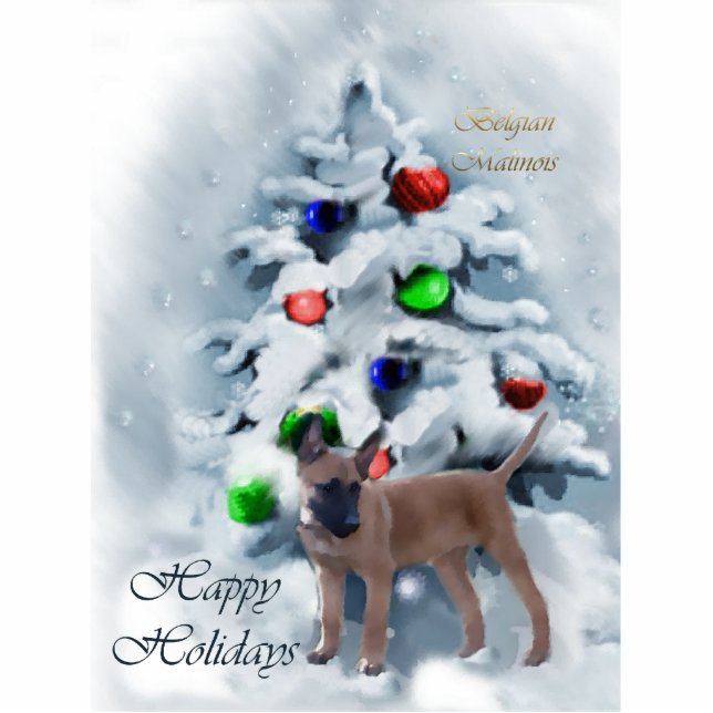 Belgian Malinois Christmas Ornament (Front)