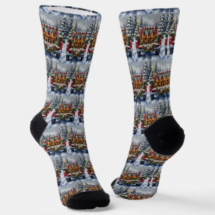 Belgian Malinois Christmas Red Truck Holiday Socks