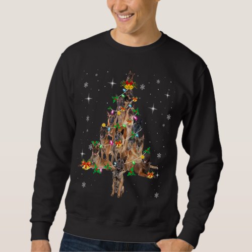 Belgian Malinois Christmas Tree Lights Xmas Pajama Sweatshirt