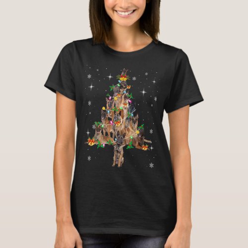 Belgian Malinois Christmas Tree Lights Xmas Pajama T_Shirt