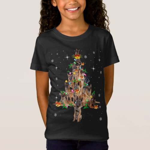 Belgian Malinois Christmas Tree Lights Xmas Pajama T_Shirt