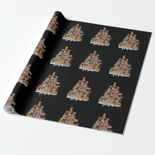 Belgian Malinois Christmas Tree Santa Hat Gifts de Wrapping Paper