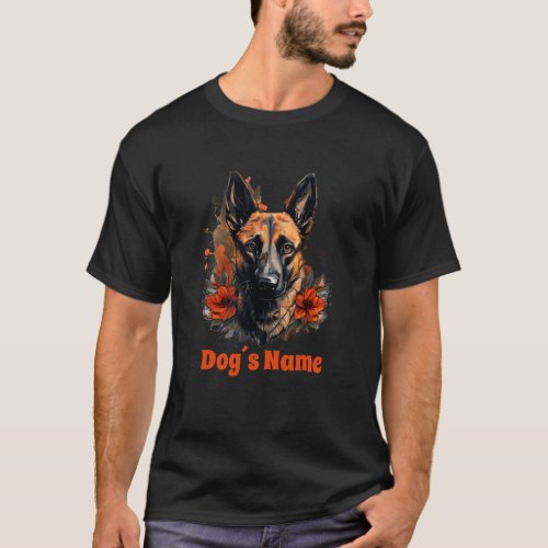 Belgian Malinois Color Portrait Silhouette T_Shirt