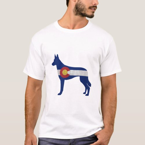 Belgian Malinois Colorado Flag Silhouette T_Shirt