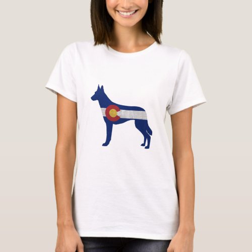 Belgian Malinois Colorado Flag Silhouette T_Shirt