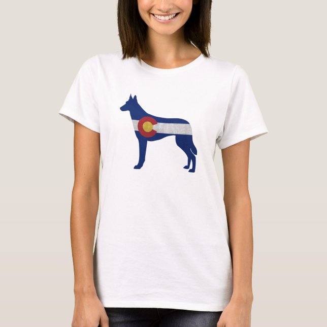 Belgian Malinois Colorado Flag Silhouette T-Shirt (Front)
